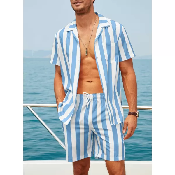 JMIERR Men Hawaiian Matching Set, Casual Summer Beach 2 Piece Outfits Button Down Short Sleeve Shirts and Shorts