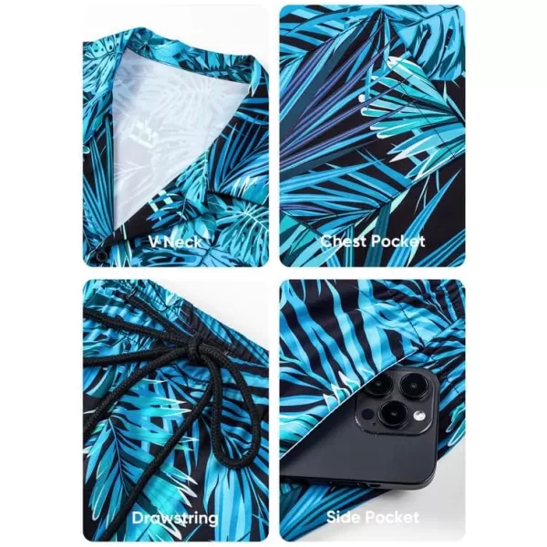 JMIERR Men Hawaiian Matching Set, Casual Summer Beach 2 Piece Outfits Button Down Short Sleeve Shirts and Shorts