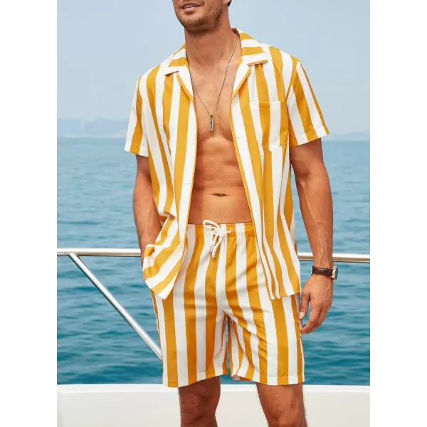 JMIERR Men Hawaiian Matching Set, Casual Summer Beach 2 Piece Outfits Button Down Short Sleeve Shirts and Shorts