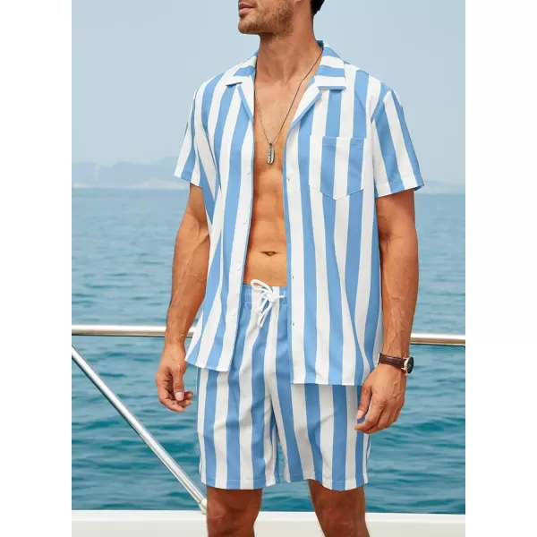 JMIERR Men Hawaiian Matching Set, Casual Summer Beach 2 Piece Outfits Button Down Short Sleeve Shirts and Shorts