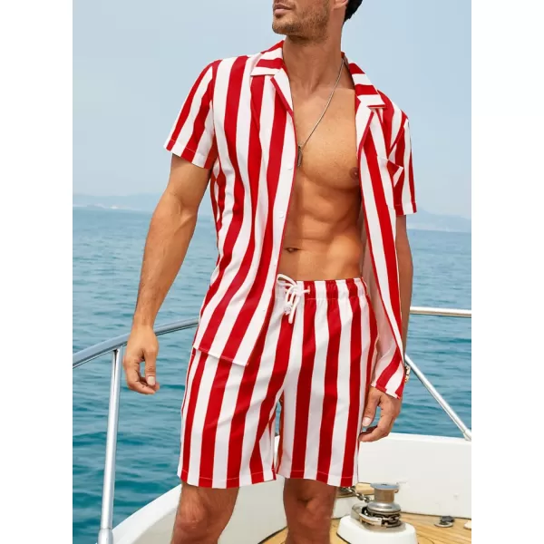 JMIERR Men Hawaiian Matching Set, Casual Summer Beach 2 Piece Outfits Button Down Short Sleeve Shirts and Shorts