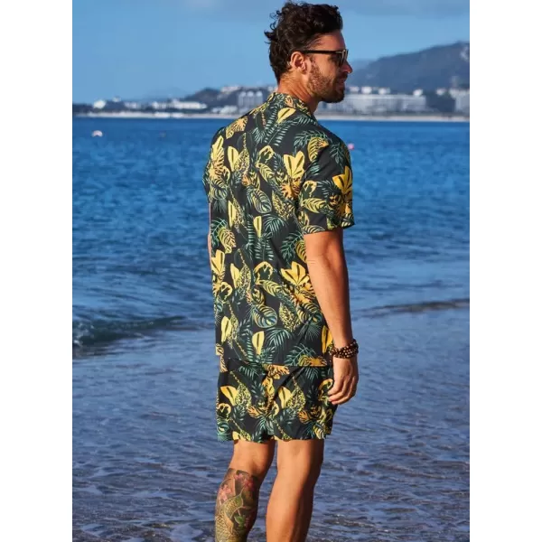JMIERR Men Hawaiian Matching Set, Casual Summer Beach 2 Piece Outfits Button Down Short Sleeve Shirts and Shorts