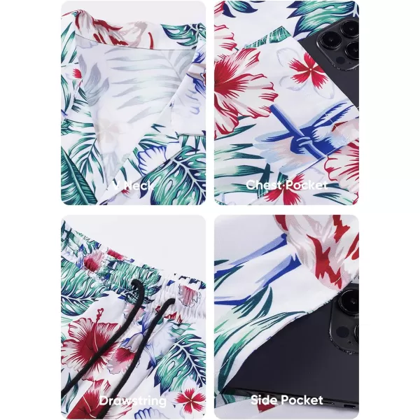 JMIERR Men Hawaiian Matching Set, Casual Summer Beach 2 Piece Outfits Button Down Short Sleeve Shirts and Shorts