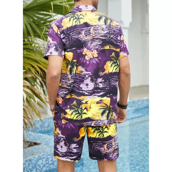 JMIERR Men Hawaiian Matching Set, Casual Summer Beach 2 Piece Outfits Button Down Short Sleeve Shirts and Shorts