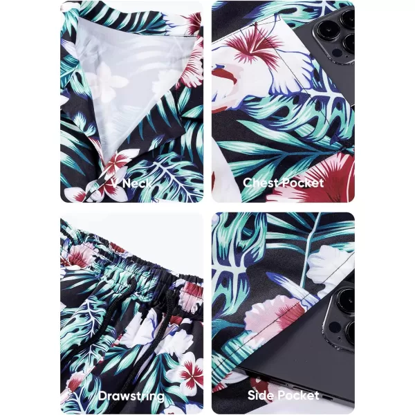JMIERR Men Hawaiian Matching Set, Casual Summer Beach 2 Piece Outfits Button Down Short Sleeve Shirts and Shorts