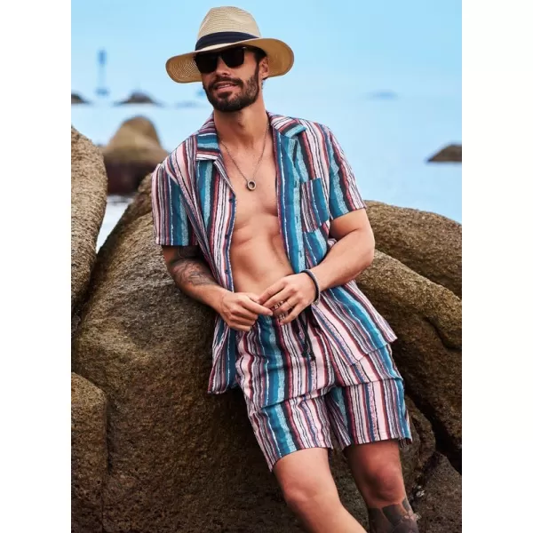 JMIERR Men Hawaiian Matching Set, Casual Summer Beach 2 Piece Outfits Button Down Short Sleeve Shirts and Shorts