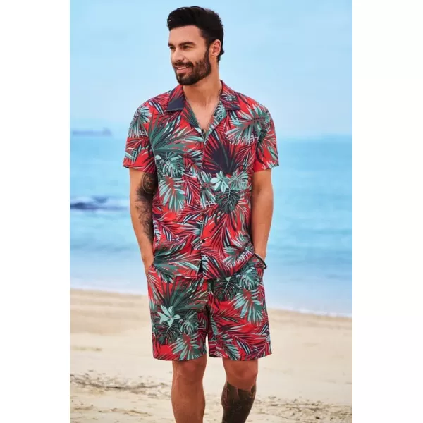 JMIERR Men Hawaiian Matching Set, Casual Summer Beach 2 Piece Outfits Button Down Short Sleeve Shirts and Shorts