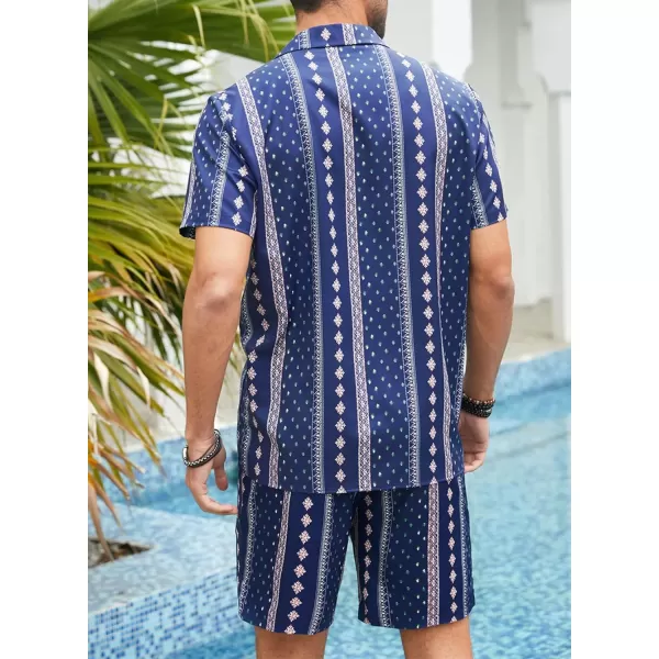 JMIERR Men Hawaiian Matching Set, Casual Summer Beach 2 Piece Outfits Button Down Short Sleeve Shirts and Shorts