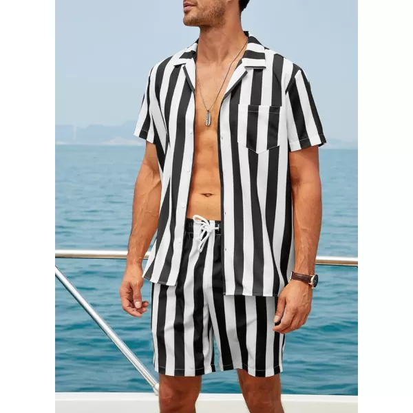 JMIERR Men Hawaiian Matching Set, Casual Summer Beach 2 Piece Outfits Button Down Short Sleeve Shirts and Shorts