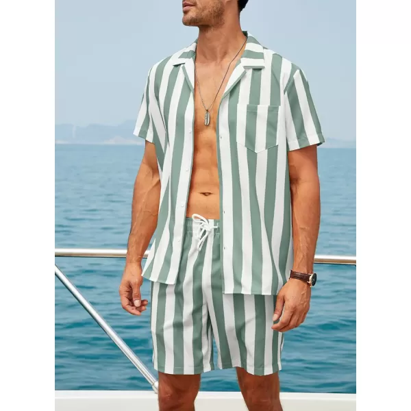 JMIERR Men Hawaiian Matching Set, Casual Summer Beach 2 Piece Outfits Button Down Short Sleeve Shirts and Shorts