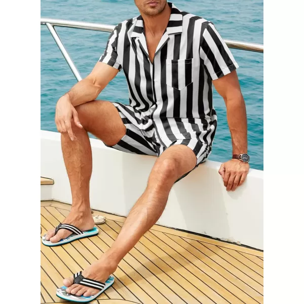 JMIERR Men Hawaiian Matching Set, Casual Summer Beach 2 Piece Outfits Button Down Short Sleeve Shirts and Shorts