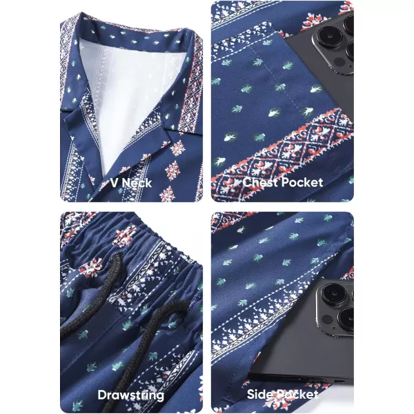 JMIERR Men Hawaiian Matching Set, Casual Summer Beach 2 Piece Outfits Button Down Short Sleeve Shirts and Shorts
