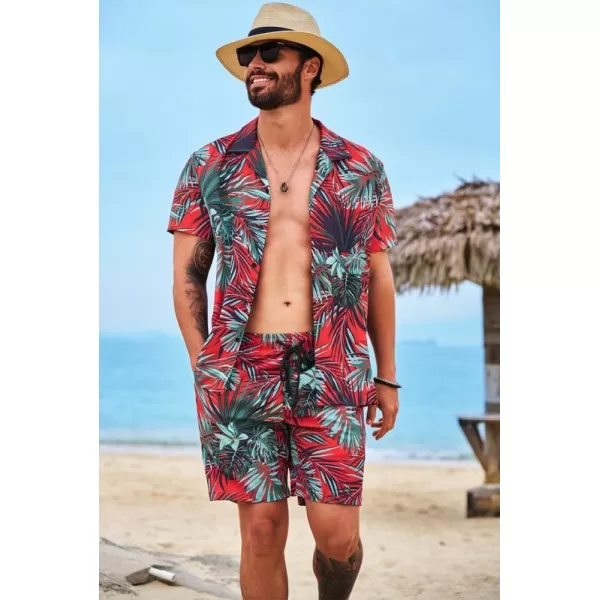 JMIERR Men Hawaiian Matching Set, Casual Summer Beach 2 Piece Outfits Button Down Short Sleeve Shirts and Shorts