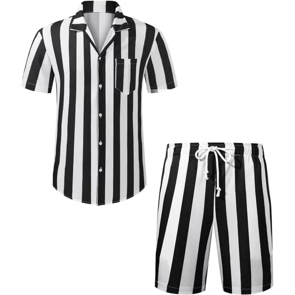 JMIERR Men Hawaiian Matching Set, Casual Summer Beach 2 Piece Outfits Button Down Short Sleeve Shirts and Shorts