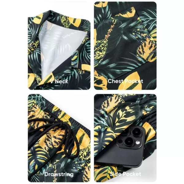 JMIERR Men Hawaiian Matching Set, Casual Summer Beach 2 Piece Outfits Button Down Short Sleeve Shirts and Shorts