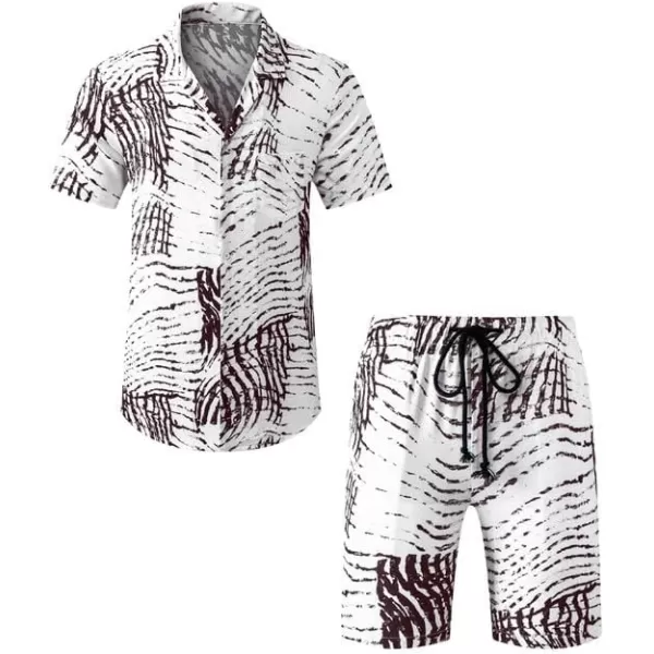 JMIERR Men Hawaiian Matching Set, Casual Summer Beach 2 Piece Outfits Button Down Short Sleeve Shirts and Shorts