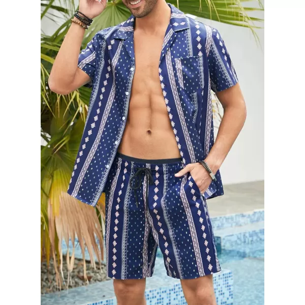 JMIERR Men Hawaiian Matching Set, Casual Summer Beach 2 Piece Outfits Button Down Short Sleeve Shirts and Shorts