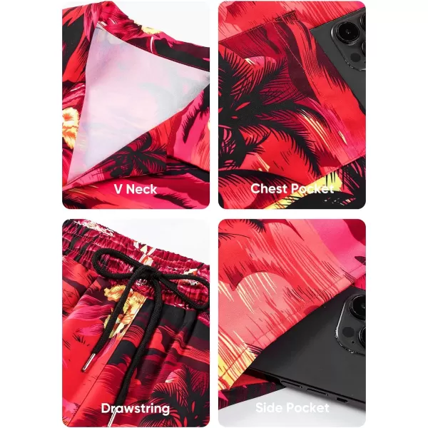 JMIERR Men Hawaiian Matching Set, Casual Summer Beach 2 Piece Outfits Button Down Short Sleeve Shirts and Shorts