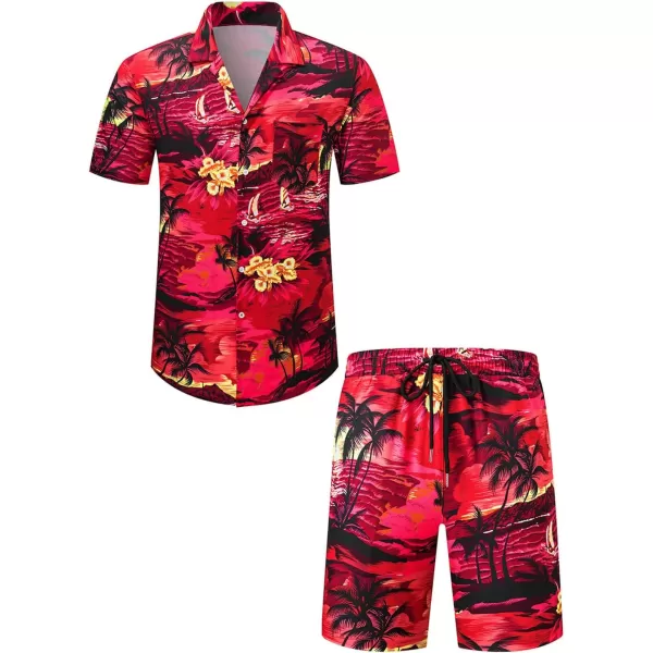 JMIERR Men Hawaiian Matching Set, Casual Summer Beach 2 Piece Outfits Button Down Short Sleeve Shirts and Shorts