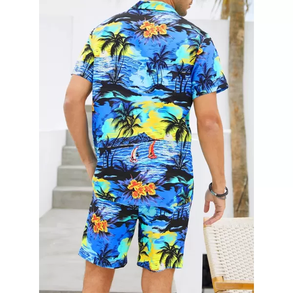 JMIERR Men Hawaiian Matching Set, Casual Summer Beach 2 Piece Outfits Button Down Short Sleeve Shirts and Shorts