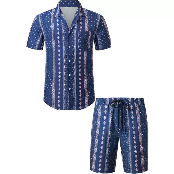 JMIERR Men Hawaiian Matching Set, Casual Summer Beach 2 Piece Outfits Button Down Short Sleeve Shirts and Shorts
