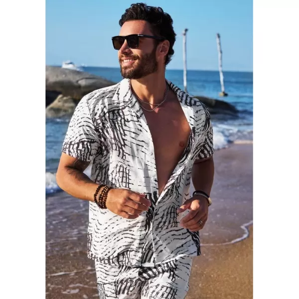 JMIERR Men Hawaiian Matching Set, Casual Summer Beach 2 Piece Outfits Button Down Short Sleeve Shirts and Shorts
