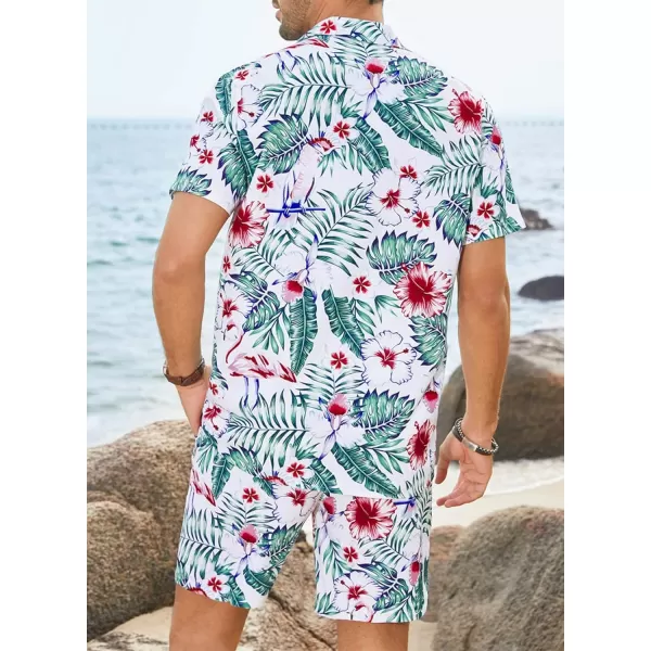JMIERR Men Hawaiian Matching Set, Casual Summer Beach 2 Piece Outfits Button Down Short Sleeve Shirts and Shorts