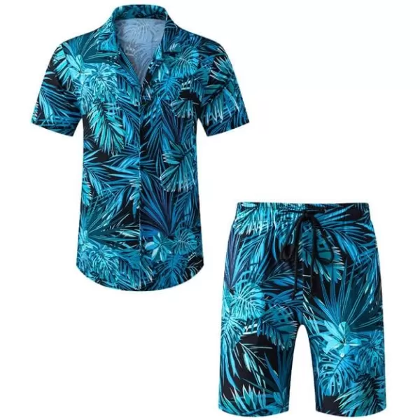 JMIERR Men Hawaiian Matching Set, Casual Summer Beach 2 Piece Outfits Button Down Short Sleeve Shirts and Shorts