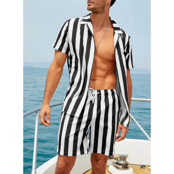 JMIERR Men Hawaiian Matching Set, Casual Summer Beach 2 Piece Outfits Button Down Short Sleeve Shirts and Shorts