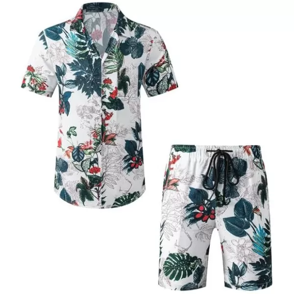 JMIERR Men Hawaiian Matching Set, Casual Summer Beach 2 Piece Outfits Button Down Short Sleeve Shirts and Shorts