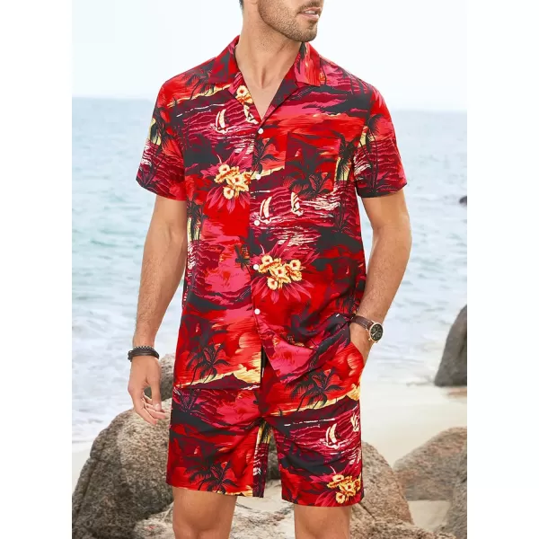JMIERR Men Hawaiian Matching Set, Casual Summer Beach 2 Piece Outfits Button Down Short Sleeve Shirts and Shorts