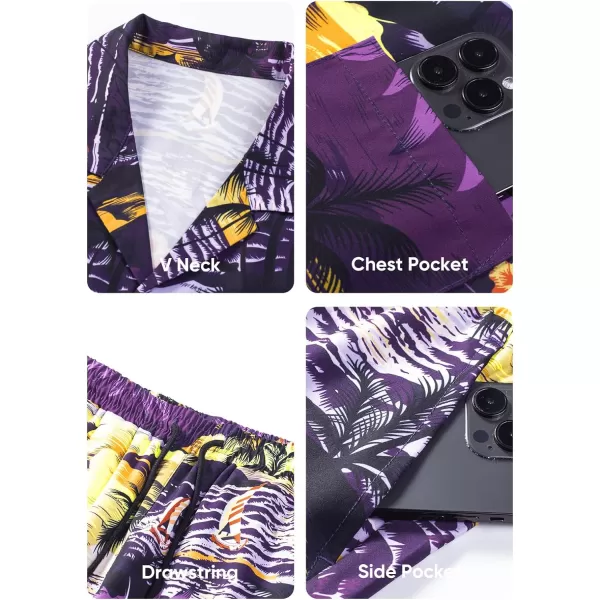 JMIERR Men Hawaiian Matching Set, Casual Summer Beach 2 Piece Outfits Button Down Short Sleeve Shirts and Shorts
