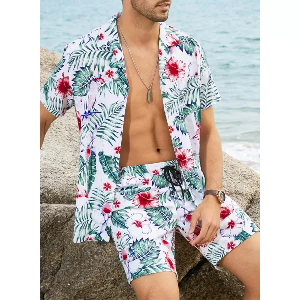 JMIERR Men Hawaiian Matching Set, Casual Summer Beach 2 Piece Outfits Button Down Short Sleeve Shirts and Shorts