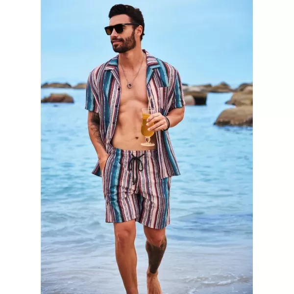 JMIERR Men Hawaiian Matching Set, Casual Summer Beach 2 Piece Outfits Button Down Short Sleeve Shirts and Shorts