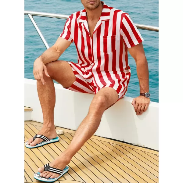 JMIERR Men Hawaiian Matching Set, Casual Summer Beach 2 Piece Outfits Button Down Short Sleeve Shirts and Shorts