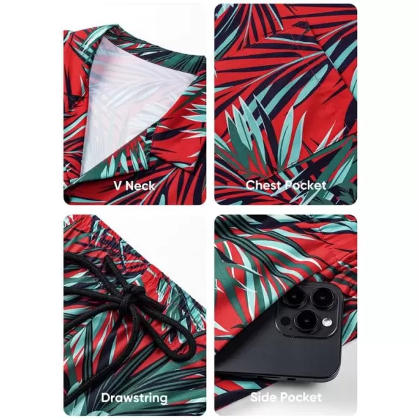JMIERR Men Hawaiian Matching Set, Casual Summer Beach 2 Piece Outfits Button Down Short Sleeve Shirts and Shorts