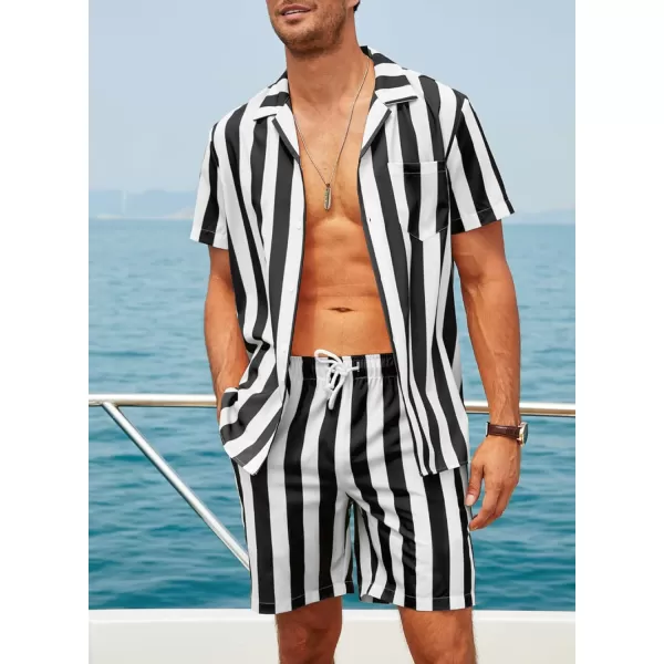 JMIERR Men Hawaiian Matching Set, Casual Summer Beach 2 Piece Outfits Button Down Short Sleeve Shirts and Shorts
