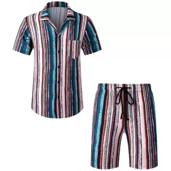JMIERR Men Hawaiian Matching Set, Casual Summer Beach 2 Piece Outfits Button Down Short Sleeve Shirts and Shorts
