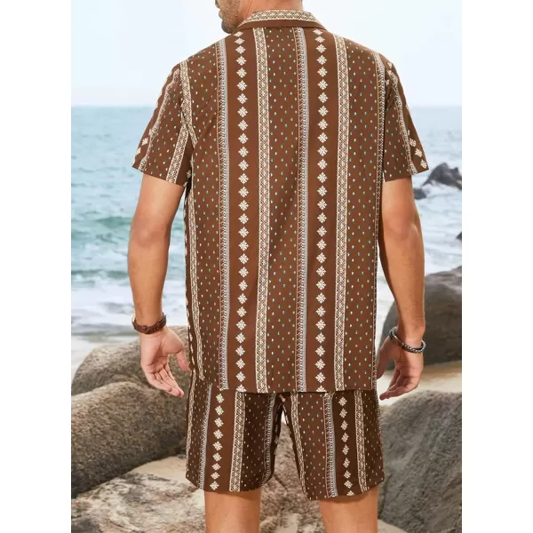 JMIERR Men Hawaiian Matching Set, Casual Summer Beach 2 Piece Outfits Button Down Short Sleeve Shirts and Shorts