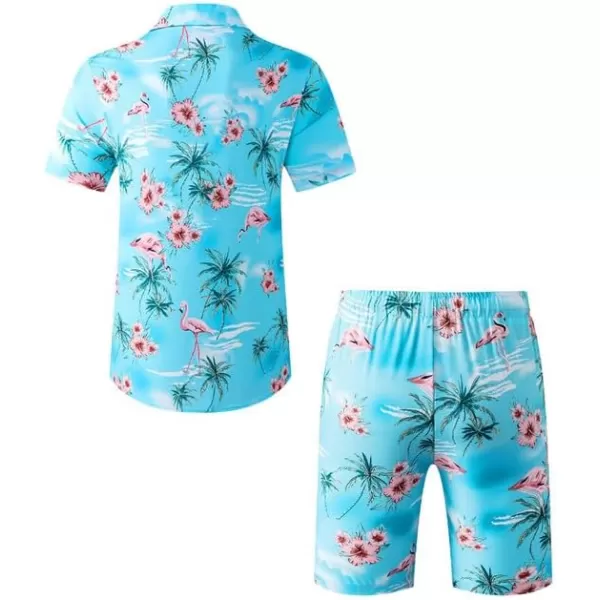 JMIERR Men Hawaiian Matching Set, Casual Summer Beach 2 Piece Outfits Button Down Short Sleeve Shirts and Shorts