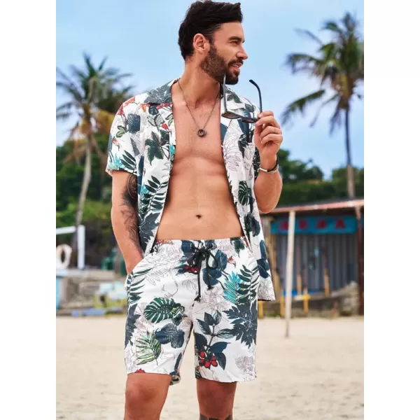 JMIERR Men Hawaiian Matching Set, Casual Summer Beach 2 Piece Outfits Button Down Short Sleeve Shirts and Shorts