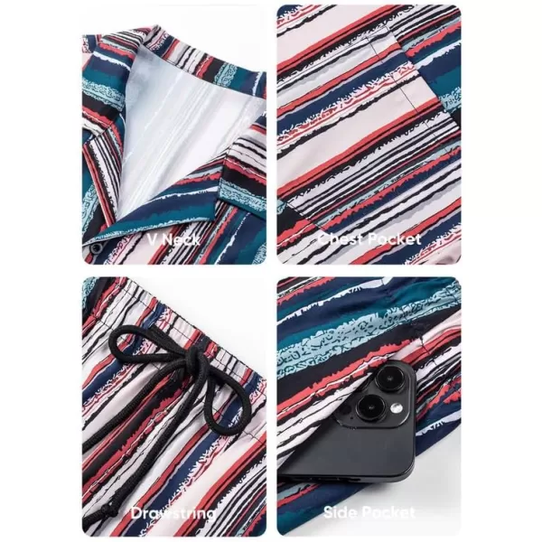 JMIERR Men Hawaiian Matching Set, Casual Summer Beach 2 Piece Outfits Button Down Short Sleeve Shirts and Shorts