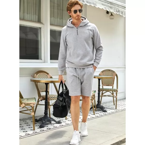 JMIERR Mens 2 Piece Outfits Hoodie Sweatshirt Tracksuit Joggers Shorts Sweatsuit Set with Pockets