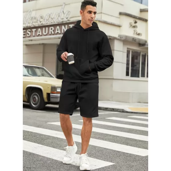 JMIERR Mens 2 Piece Outfits Hoodie Sweatshirt Tracksuit Joggers Shorts Sweatsuit Set with Pockets