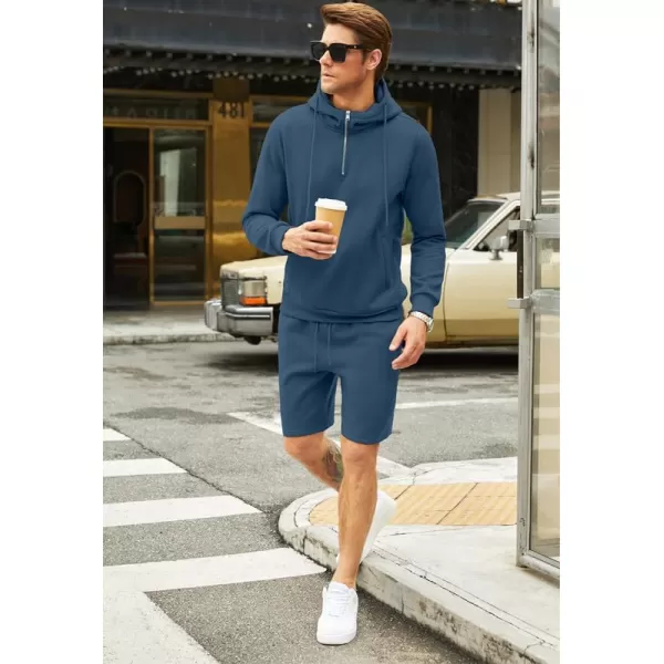 JMIERR Mens 2 Piece Outfits Hoodie Sweatshirt Tracksuit Joggers Shorts Sweatsuit Set with Pockets