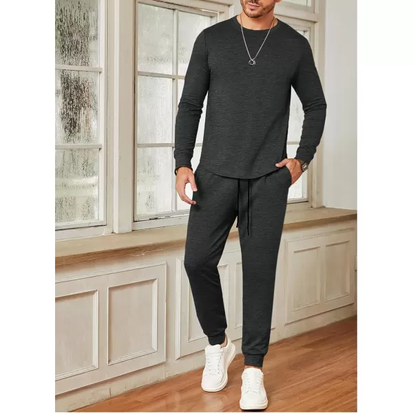 JMIERR Men's 2 Piece Outfits Solid Color Cotton Pullover Sweatshirt Tracksuit &amp; Joggers Sweatpants Sweatsuit Set