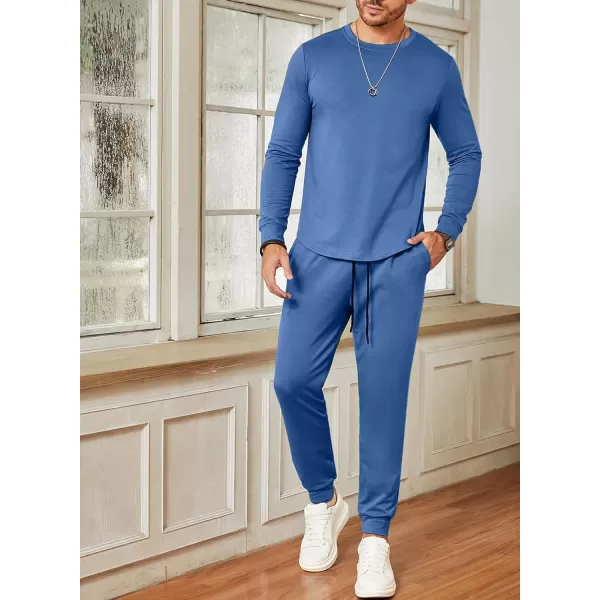 JMIERR Men's 2 Piece Outfits Solid Color Cotton Pullover Sweatshirt Tracksuit &amp; Joggers Sweatpants Sweatsuit Set