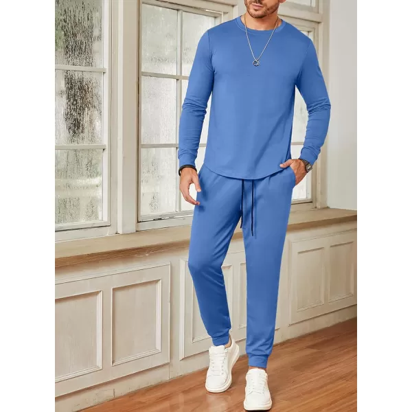 JMIERR Men's 2 Piece Outfits Solid Color Cotton Pullover Sweatshirt Tracksuit &amp; Joggers Sweatpants Sweatsuit Set
