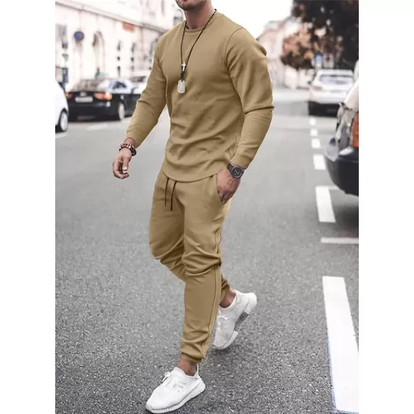 JMIERR Men's 2 Piece Outfits Solid Color Cotton Pullover Sweatshirt Tracksuit &amp; Joggers Sweatpants Sweatsuit Set