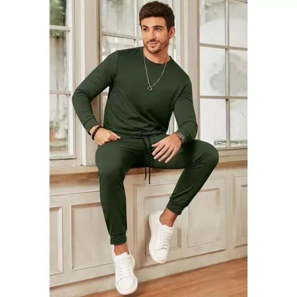 JMIERR Men's 2 Piece Outfits Solid Color Cotton Pullover Sweatshirt Tracksuit &amp; Joggers Sweatpants Sweatsuit Set